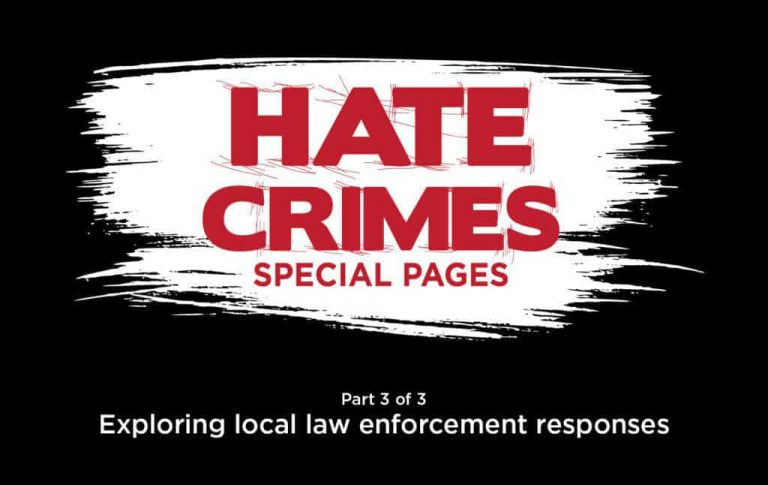 graphic image with text about hate crimes
