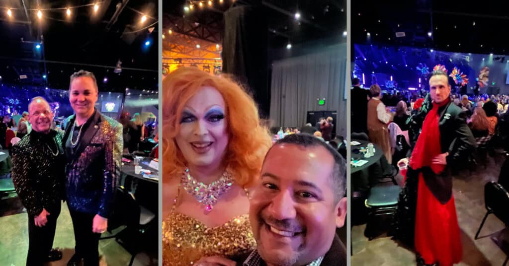Collage of Ray and friends smiling at The Mystic Krewe of Pegasus Ball