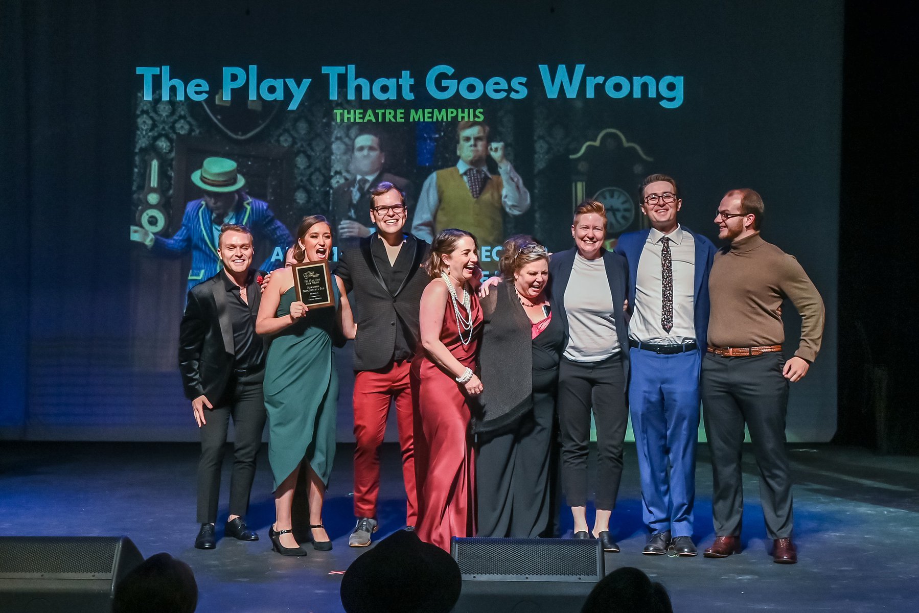 Cast of The Play That Went Wrong at the 39th Ostrander Awards