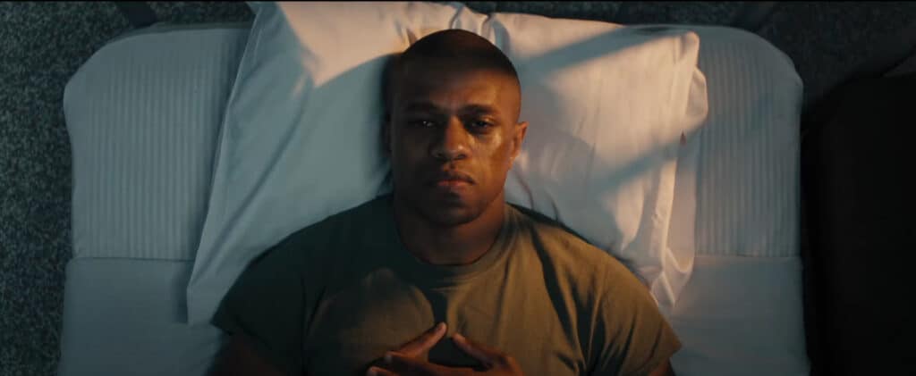 Screenshot of Inspection (2022), image © A24. Directed by Elegance Bratton. As part of 16 Southern Queer Movies to Put on Your Radar