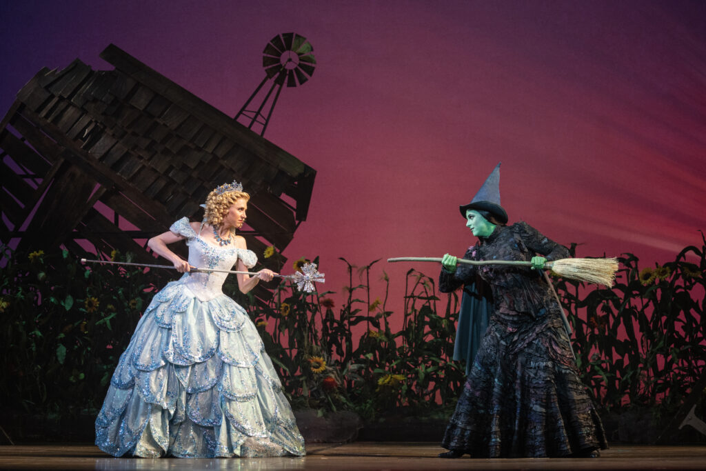 Celia Hottenstein as Glinda and Olivia Valli as Elphaba in the National Tour of WICKED, photo by Joan Marcus 