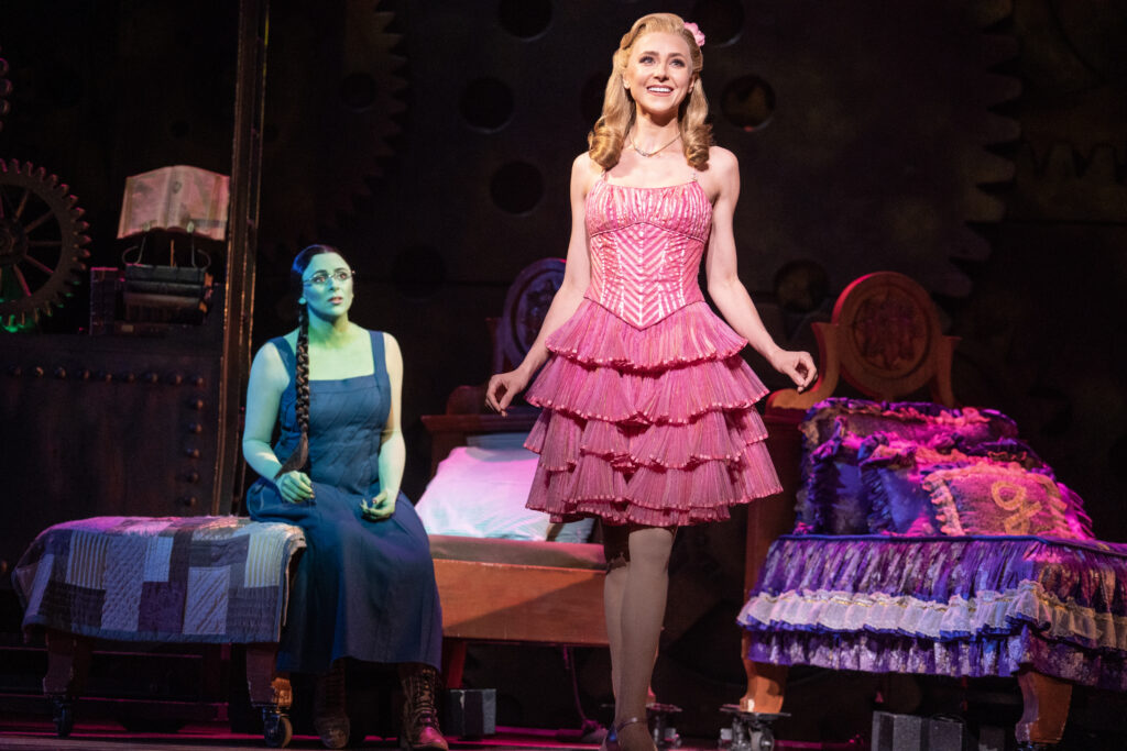 Olivia Valli as Elphaba and Celia Hottenstein as Glinda in the National Tour of WICKED, photo by Joan Marcus 