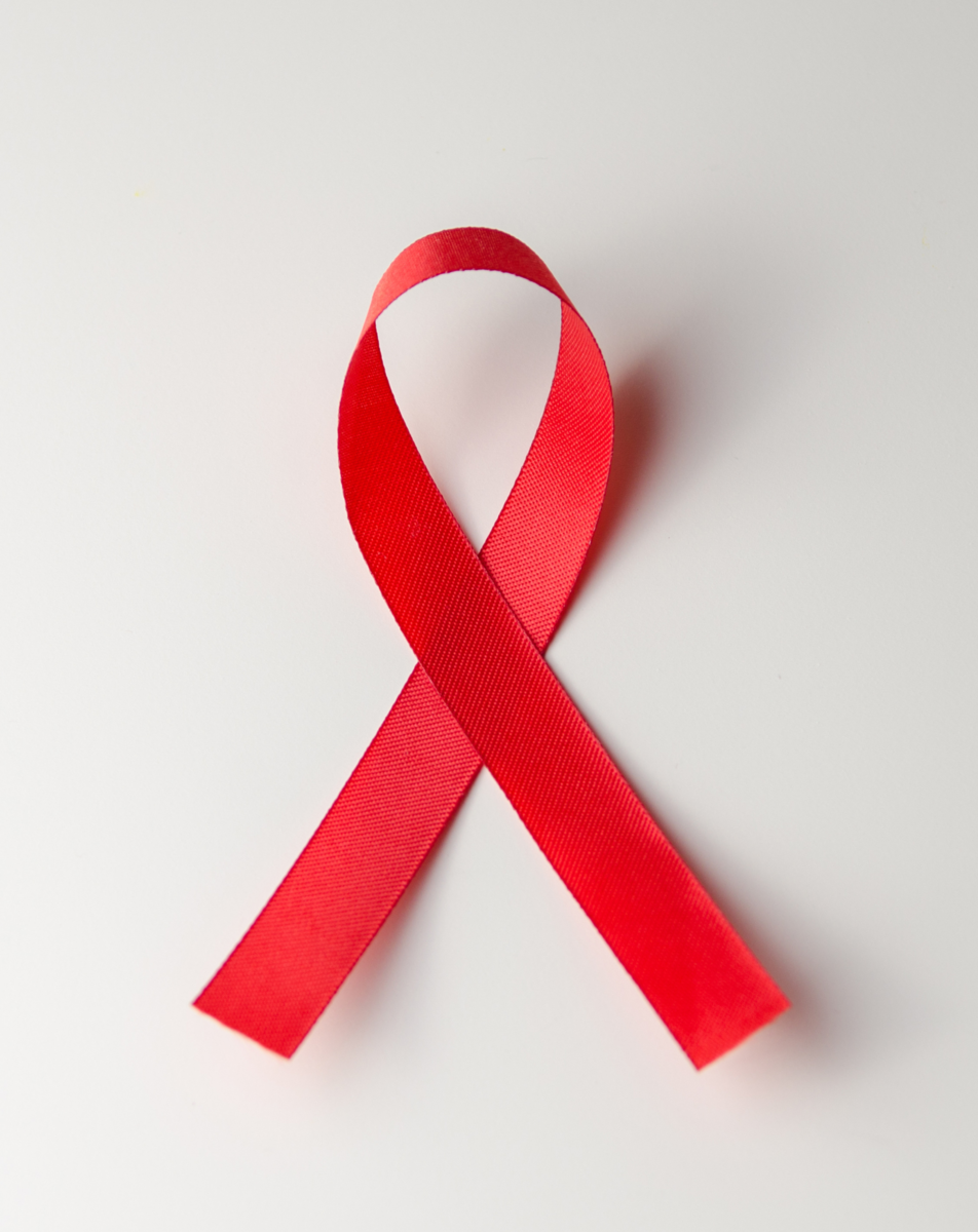 hiv aids symbol in red with white background