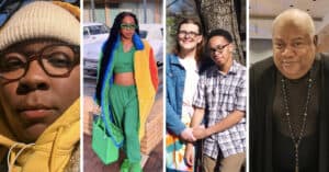 Collage of four trans folks in Memphis of various ages, races and gender expressions.