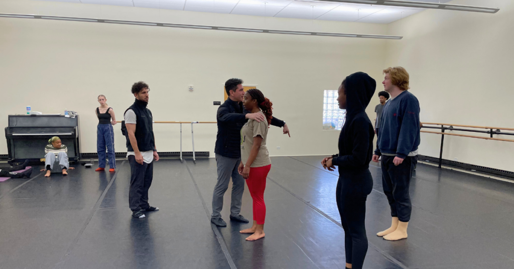 Pablo Francisco Ruvalcaba and in rehearsal with New Ballet students