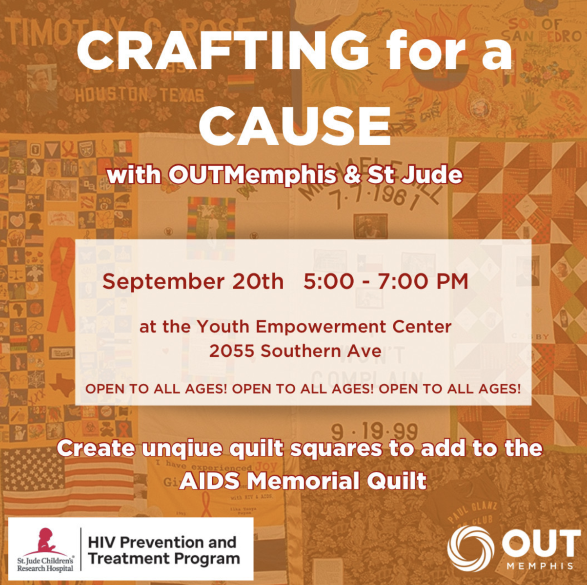 Orange crafting for a cause graphic for St. Jude and OUTMemphis