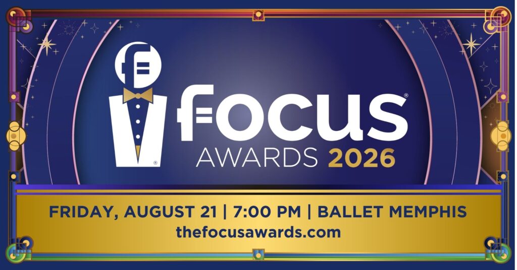Focus Awards 2026 logo with event details for August 21 at Ballet Memphis. — focuslgbt.com