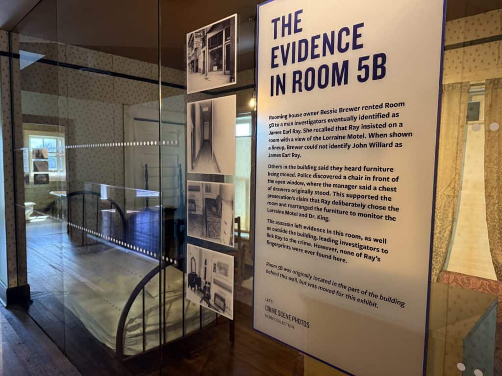 Exhibit display panel titled 'The Evidence in Room 5B' with photographs and text. — focuslgbt.com
