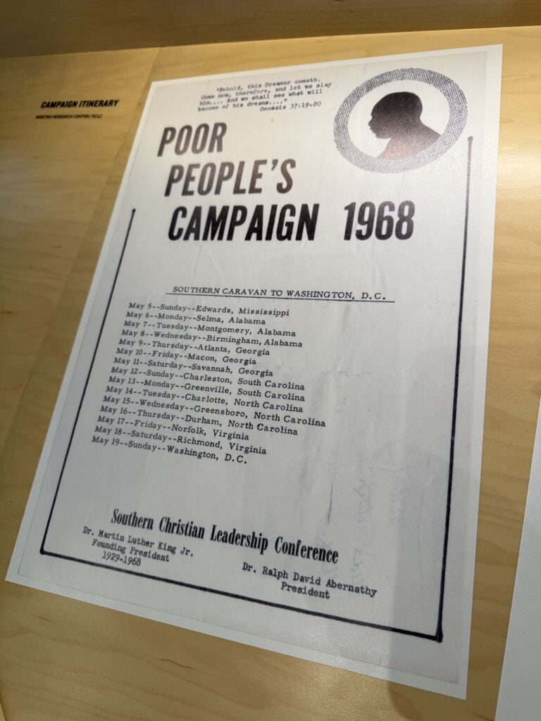 Historical campaign flyer for Poor People's Campaign 1968 with a silhouette portrait. — focuslgbt.com
